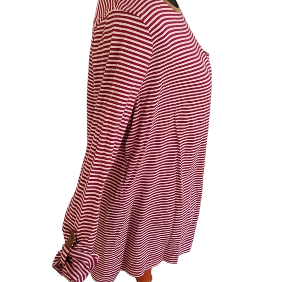 Plus size 1X Lauren Ralph Lauren casual striped top, w/ tab sleeves - Picture 4 of 7